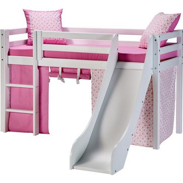 Spiloppe Semi-High Bed Incl Mattress Bed Horse Ladder & Curtains Flowers 81x168cm - Halvhøjseng guide - TIl den lille